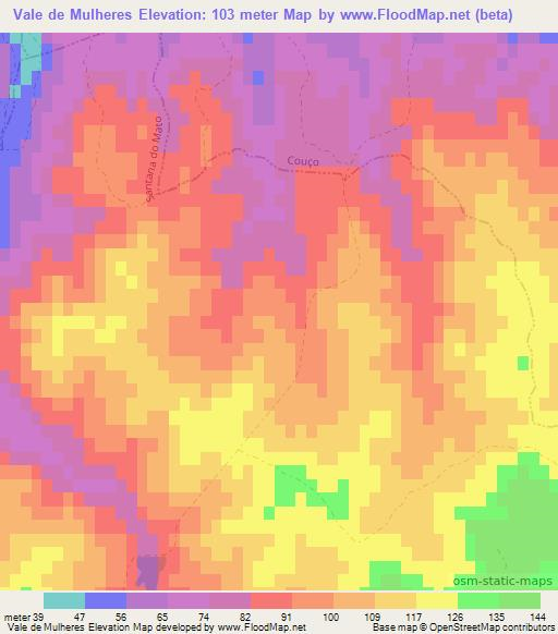 Vale de Mulheres,Portugal Elevation Map