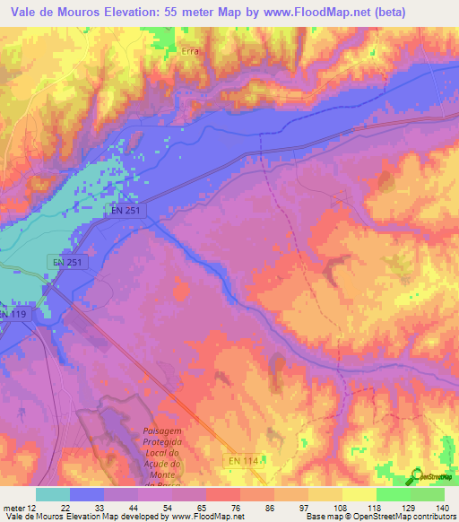Vale de Mouros,Portugal Elevation Map