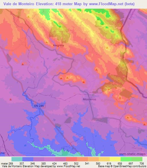 Vale de Monteiro,Portugal Elevation Map