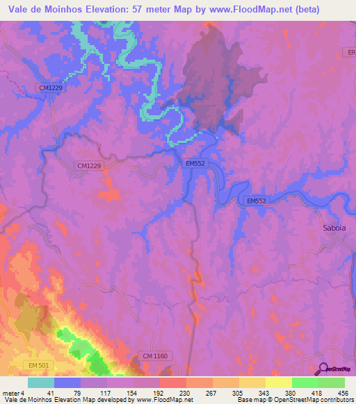 Vale de Moinhos,Portugal Elevation Map