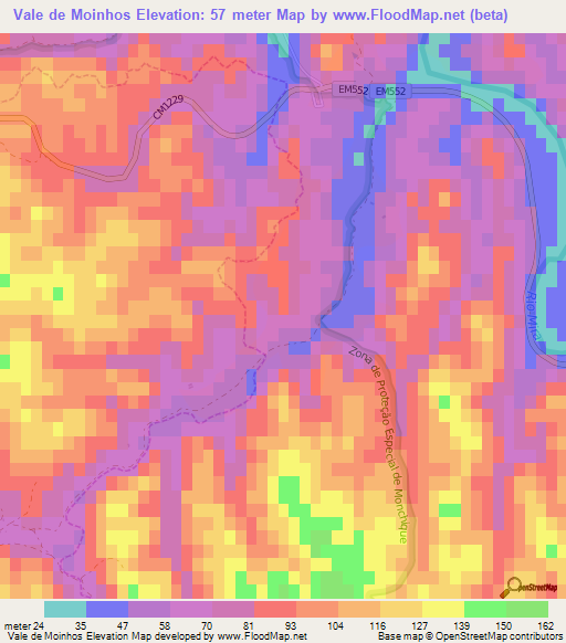 Vale de Moinhos,Portugal Elevation Map