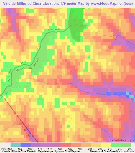 Vale de Milho de Cima,Portugal Elevation Map
