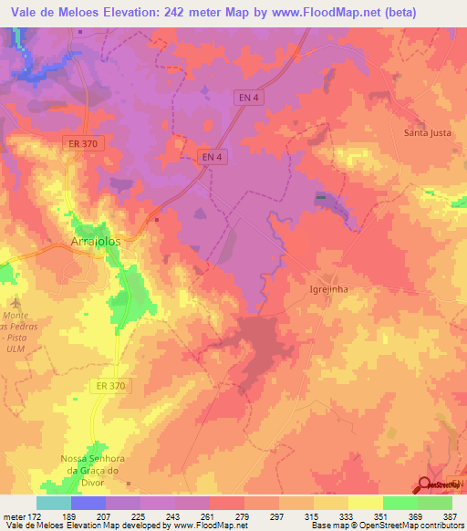 Vale de Meloes,Portugal Elevation Map