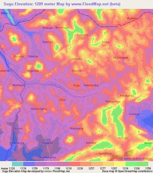 Sugu,Uganda Elevation Map