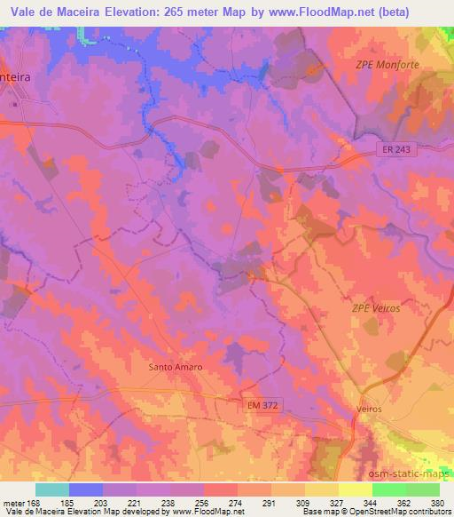 Vale de Maceira,Portugal Elevation Map