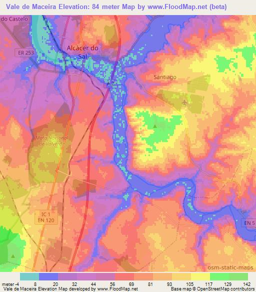 Vale de Maceira,Portugal Elevation Map