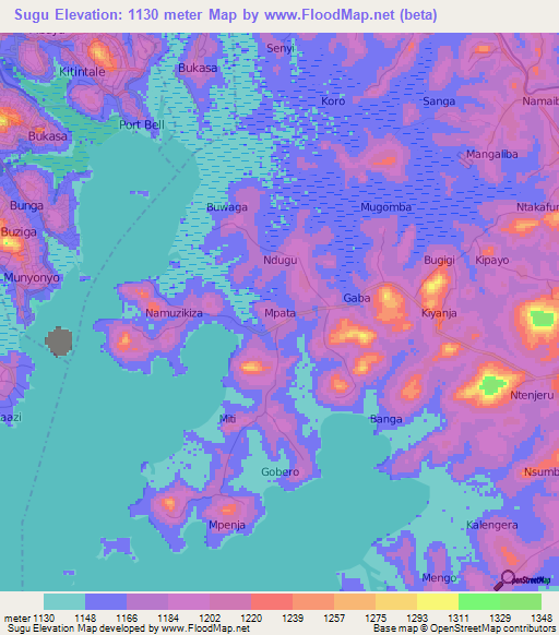 Sugu,Uganda Elevation Map