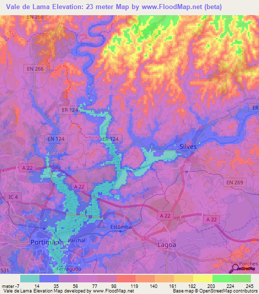 Vale de Lama,Portugal Elevation Map