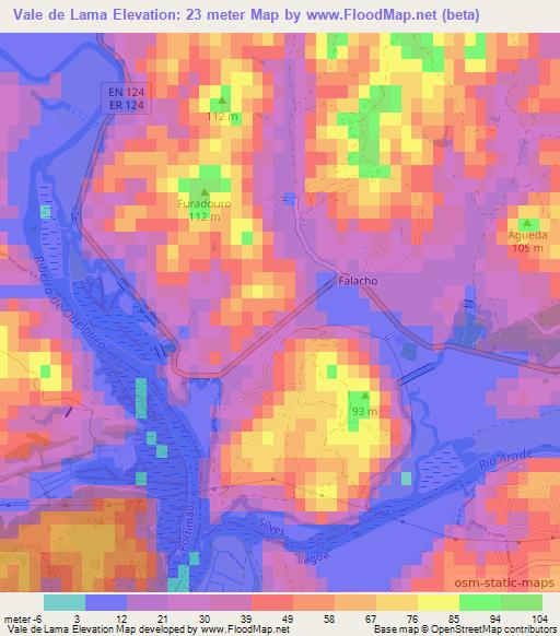 Vale de Lama,Portugal Elevation Map