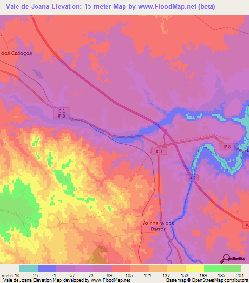 Vale de Joana,Portugal Elevation Map