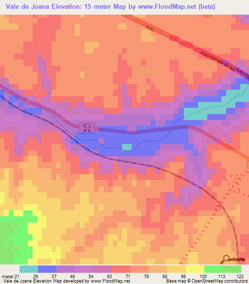 Vale de Joana,Portugal Elevation Map