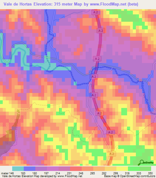 Vale de Hortas,Portugal Elevation Map