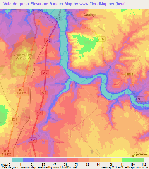 Vale de guiso,Portugal Elevation Map