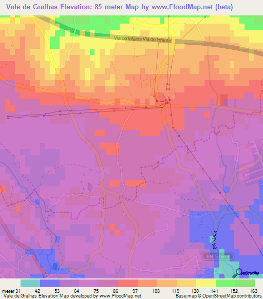 Vale de Gralhas,Portugal Elevation Map