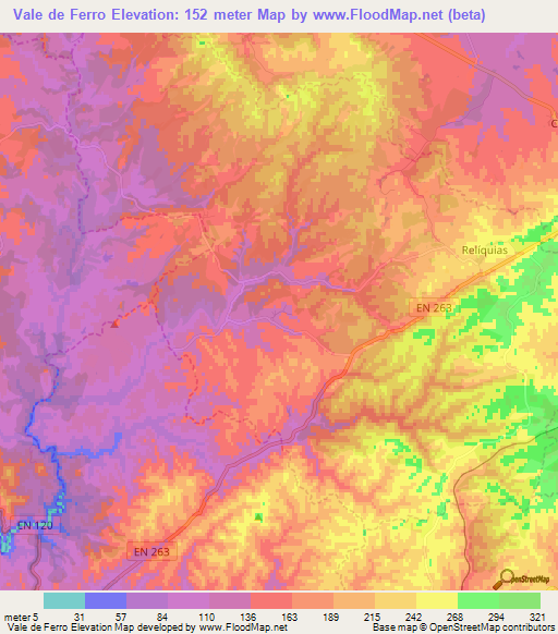 Vale de Ferro,Portugal Elevation Map
