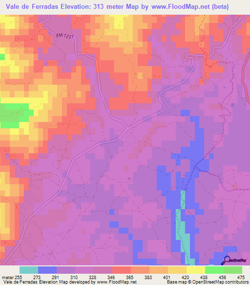 Vale de Ferradas,Portugal Elevation Map
