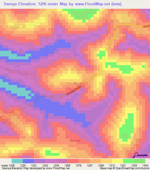 Ssenya,Uganda Elevation Map