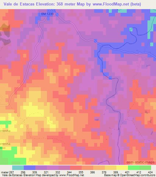 Vale de Estacas,Portugal Elevation Map