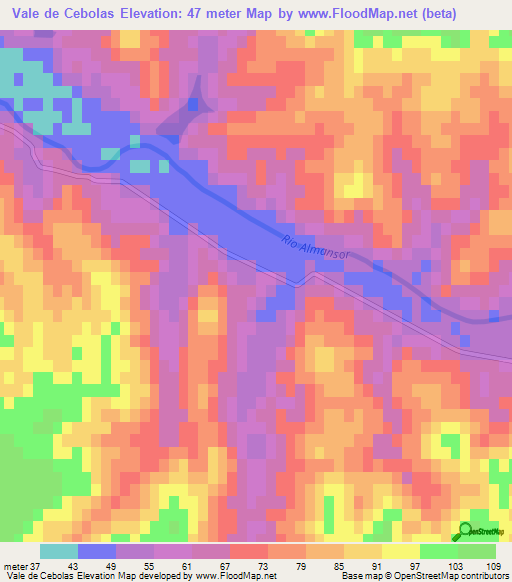 Vale de Cebolas,Portugal Elevation Map