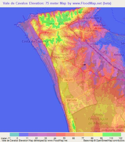 Vale de Cavalos,Portugal Elevation Map