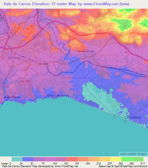 Vale de Carros,Portugal Elevation Map