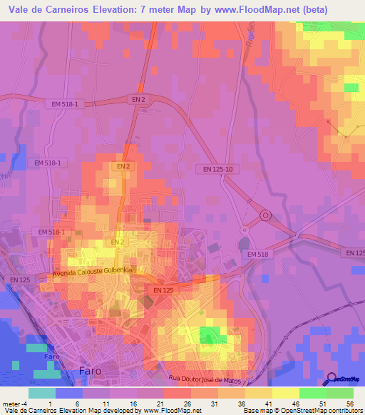 Vale de Carneiros,Portugal Elevation Map