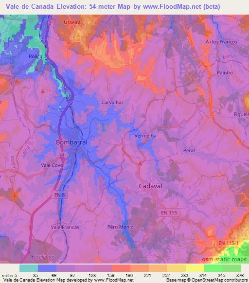 Vale de Canada,Portugal Elevation Map