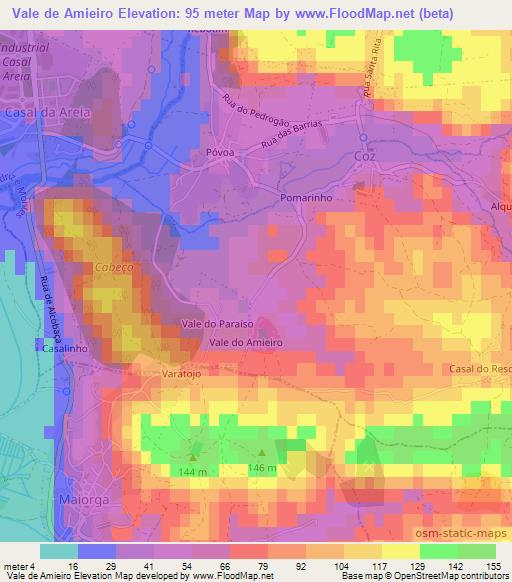 Vale de Amieiro,Portugal Elevation Map
