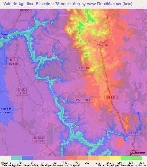Vale de Aguilhao,Portugal Elevation Map