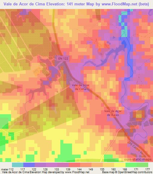 Vale de Acor de Cima,Portugal Elevation Map