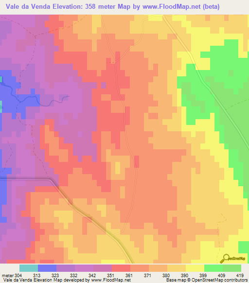 Vale da Venda,Portugal Elevation Map