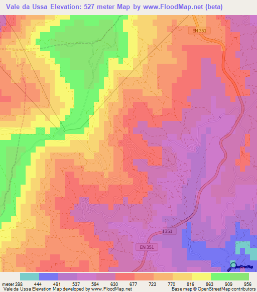 Vale da Ussa,Portugal Elevation Map