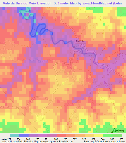 Vale da Urra do Meio,Portugal Elevation Map