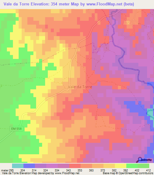 Vale da Torre,Portugal Elevation Map