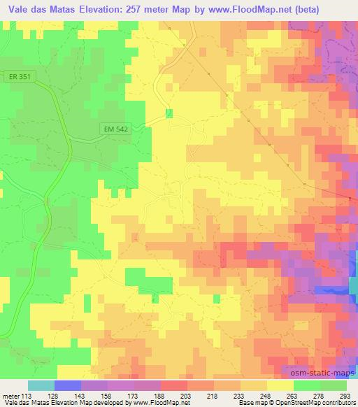Vale das Matas,Portugal Elevation Map