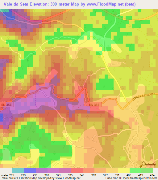 Vale da Seta,Portugal Elevation Map