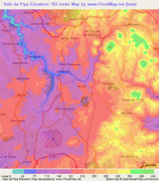 Vale da Pipa,Portugal Elevation Map
