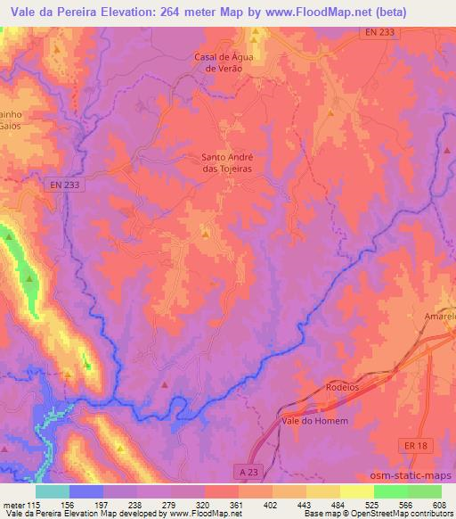 Vale da Pereira,Portugal Elevation Map