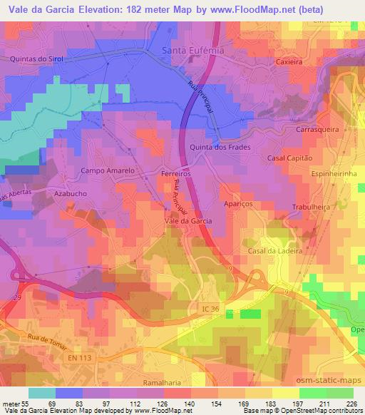 Vale da Garcia,Portugal Elevation Map
