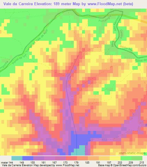 Vale da Carreira,Portugal Elevation Map