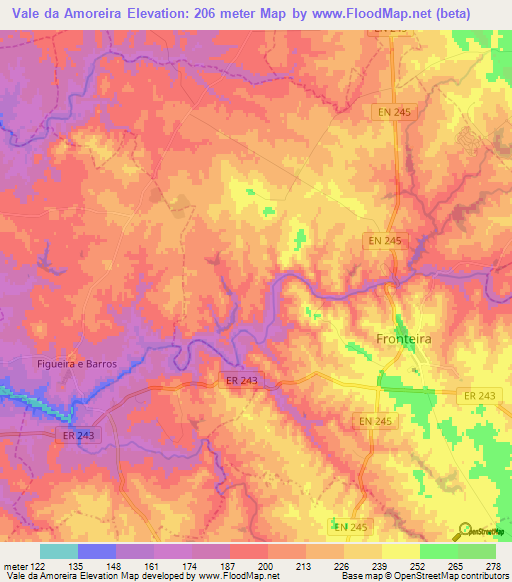 Vale da Amoreira,Portugal Elevation Map