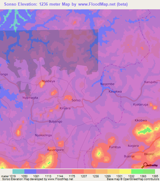 Sonso,Uganda Elevation Map
