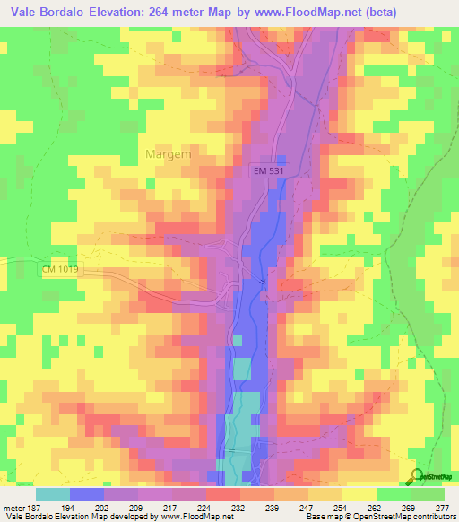 Vale Bordalo,Portugal Elevation Map
