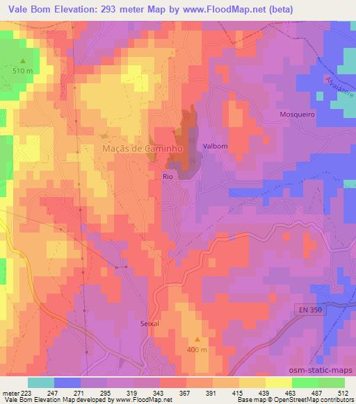 Vale Bom,Portugal Elevation Map