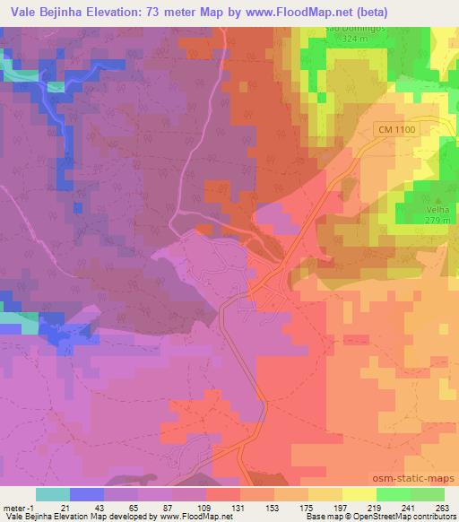 Vale Bejinha,Portugal Elevation Map