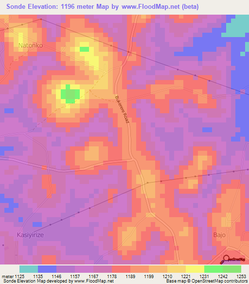 Sonde,Uganda Elevation Map
