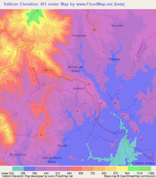 Valbom,Portugal Elevation Map