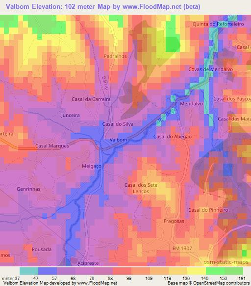 Valbom,Portugal Elevation Map