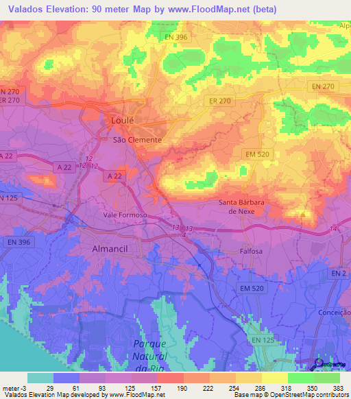 Valados,Portugal Elevation Map