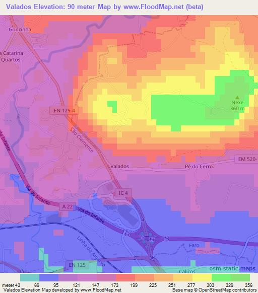 Valados,Portugal Elevation Map